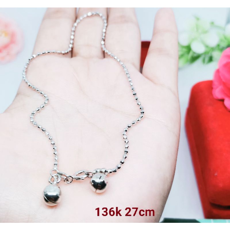 gelang kaki silver 925 asli perak import berlapis emas putih model italy