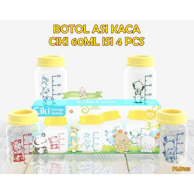 PMS163 BOTOL ASI KACA CIKI 60ML ISI 4 PCS KODE 8939