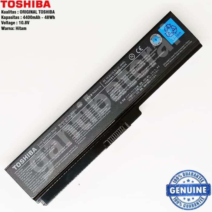 Original Baterai Toshiba L310 L510 L515 M300 M305 U400 PA3634U-1BRM