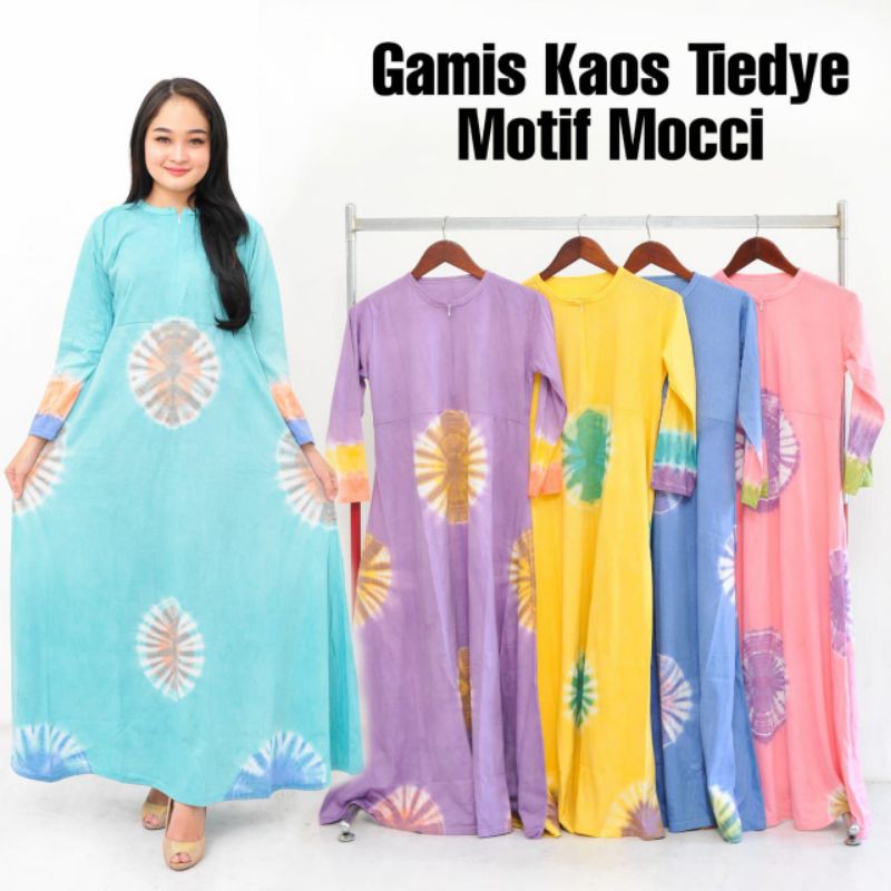 Daster Kaos Batik Busui Lengan Panjang Longdress tiedye bahan tebal adem daster pekalongan modern