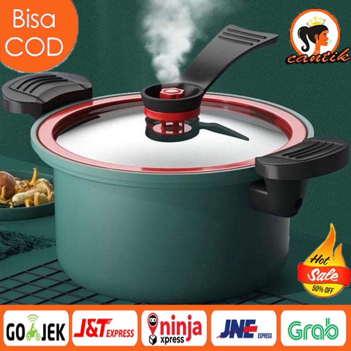 HC Panci Presto Teflon Panci Rebus Bertekanan Mikro Multifungsi Tekanan Rebusan Cepat Anti lengket Panci Sup Daging PRESSURE COOKER POT ANTI LENGKET