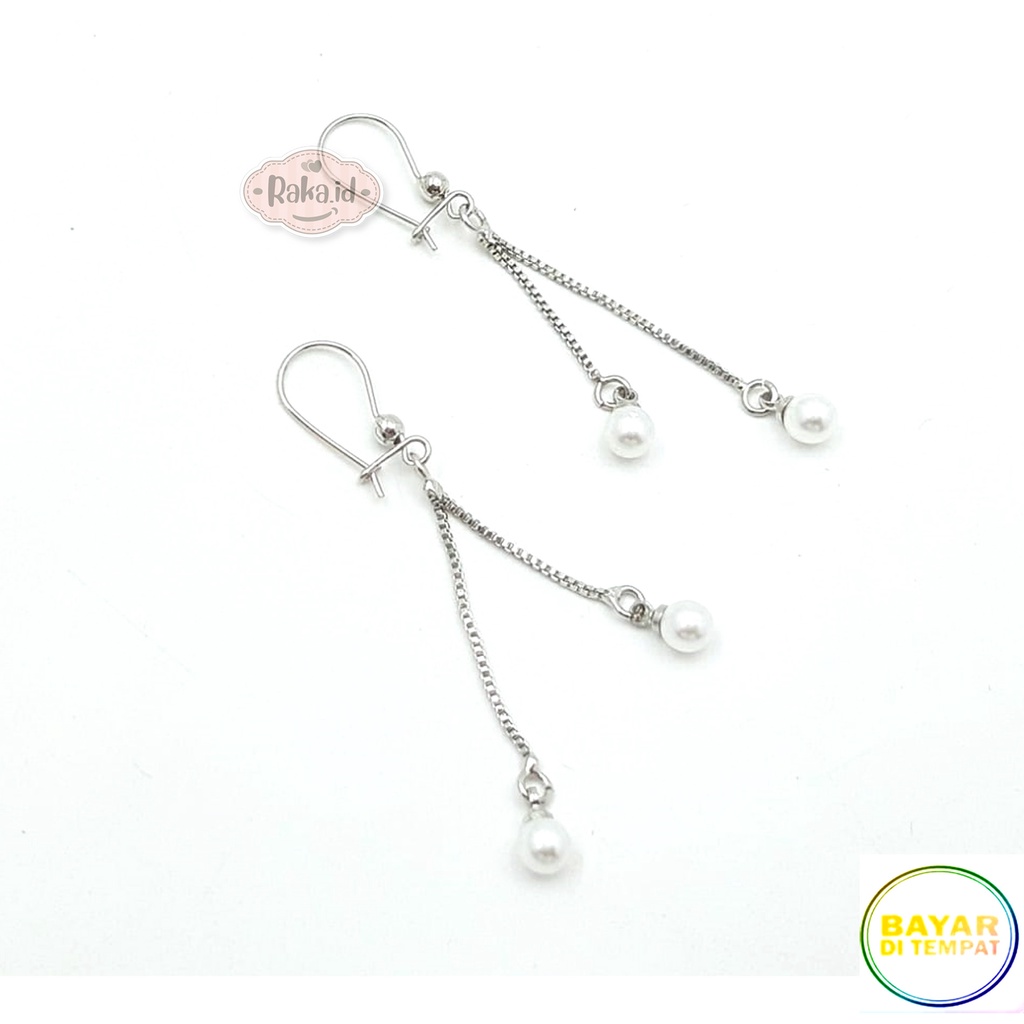 Anting Clip / Klip Motif 2 Mute Juntai 5mm Perhiasan Aksesoris Wanita 1051