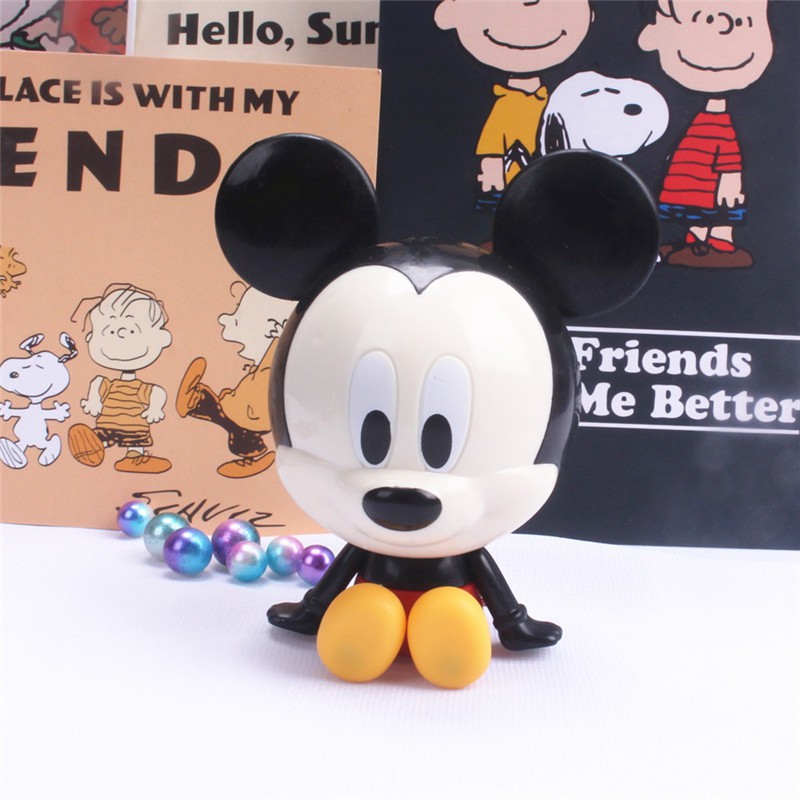 2pcs / Set Mainan Action Figure Disney Kepala Besar Mickey Minnie Mouse Untuk Dekorasi Kue Ulang Tahun Anak