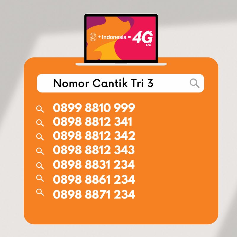 Nomor Cantik 3 Murah (Three)