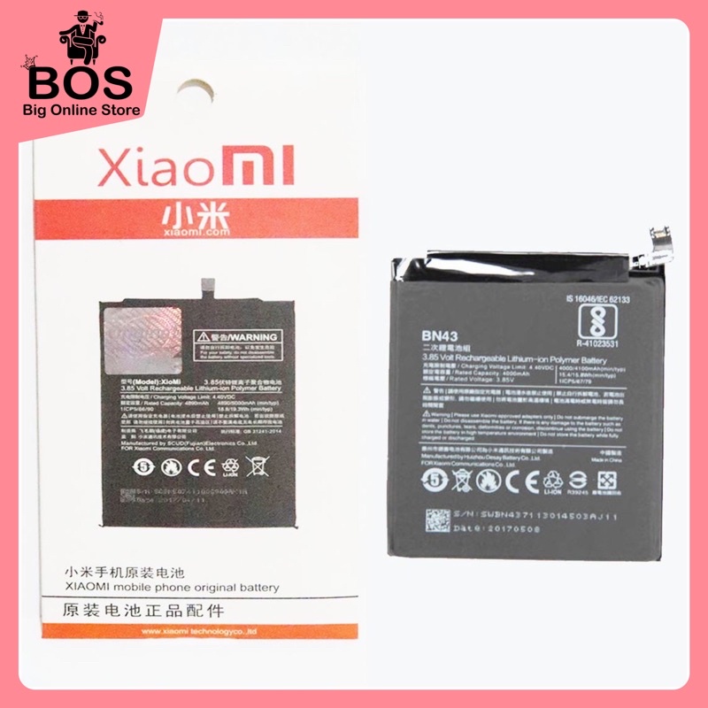 BOS - Baterai Xiaomi Redmi Note 4X/BN43 | Battery Batre HP