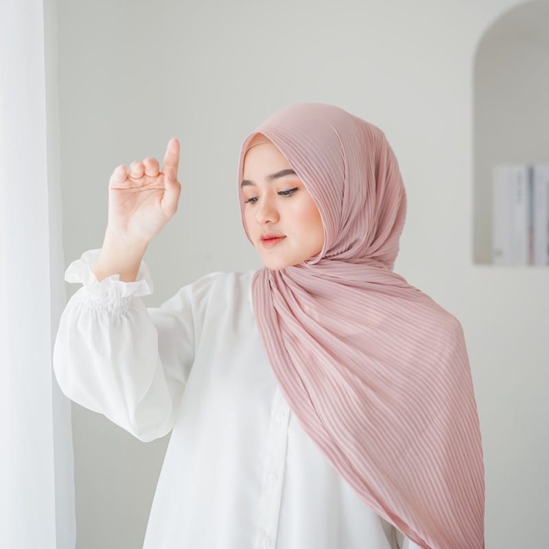 Pashmina Plisket Ceruty BabyDoll Terbaru Kerudung Pashmina Plisket Pasar Hija'b