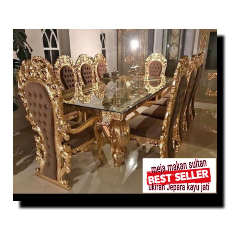 KURSI MAKAN SULTAN MEJA MAKAN MEWAH UKIRAN JEPARA KAYU JATI