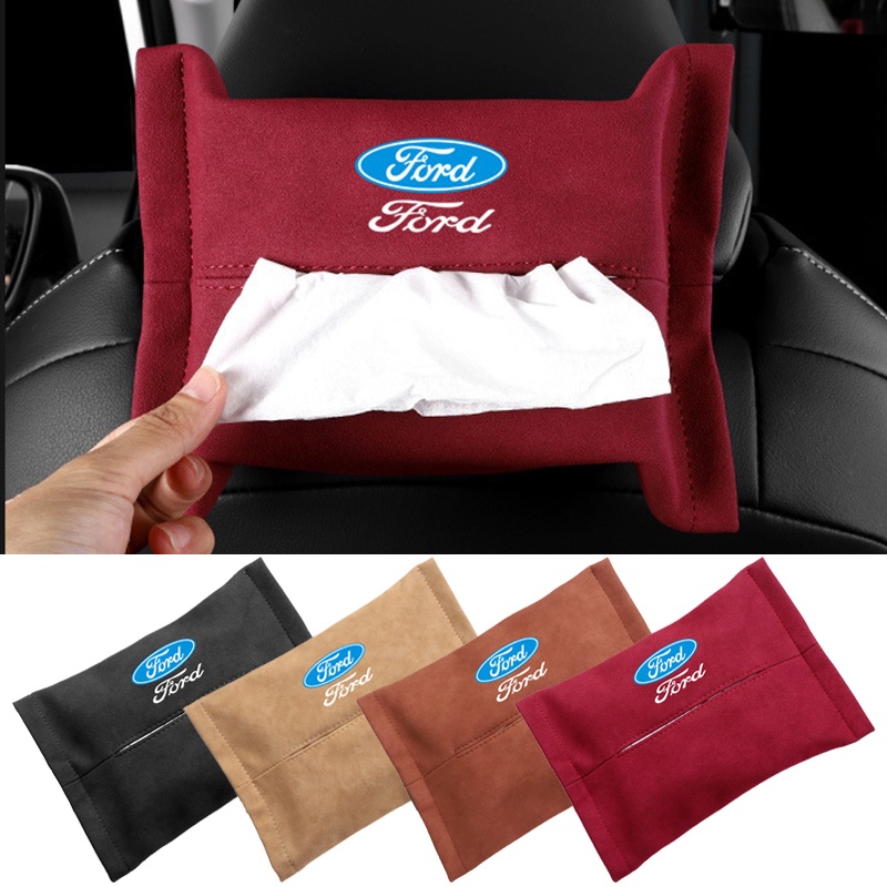 1Piece for Ford Focus Kuga C-MAX Fiesta F150 Mondeo Transit EcoSport Mustang Explorer Everest Turn Fur Car Seat Sun Visor Hanging Tissue Box Armrest Box Napkin Tissue Paper Holder Storage Bag