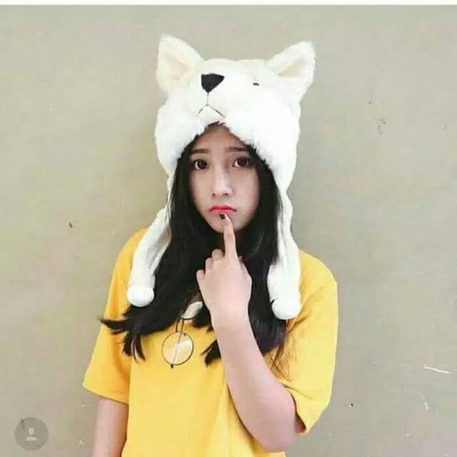 Animal hat topi Doggy Putih