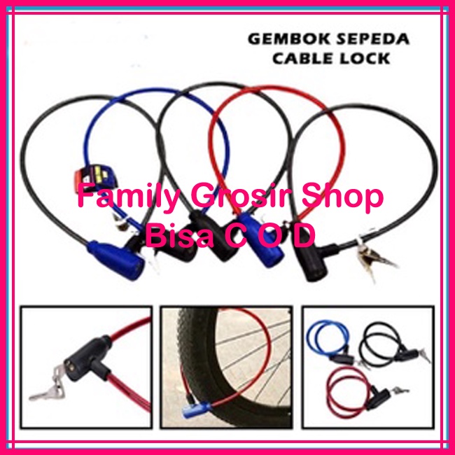 Gembok Sepeda Kawat Seling Baja 6mmx65cm Gembok Motor Gembok Helm