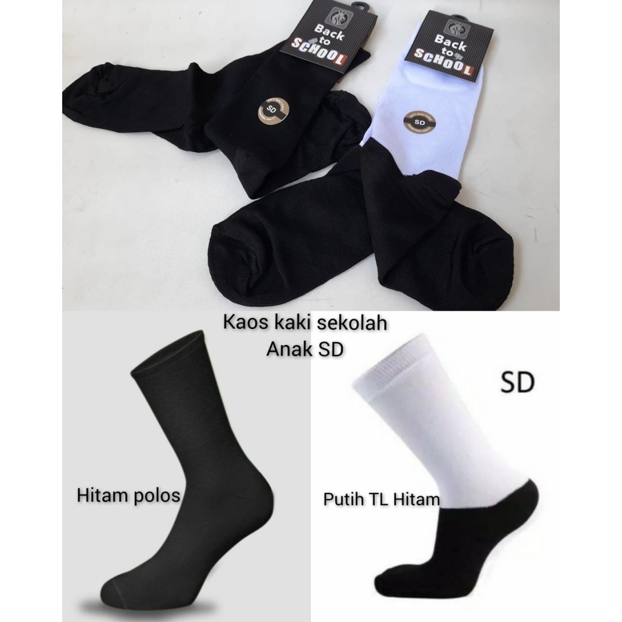 kaos kaki  anak sekolah SD Hitam Putih / kaos kaki sd hitam / kaos kaki sd putih