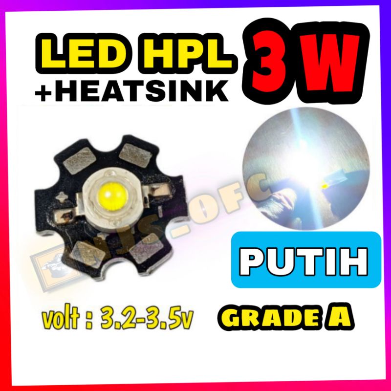 LED HPL 3 WATT PUTIH / WHITE GRADE A HPL + STAR PCB 3Watt, AQUASCAPE, DECORATION SENTER CAHAYA
