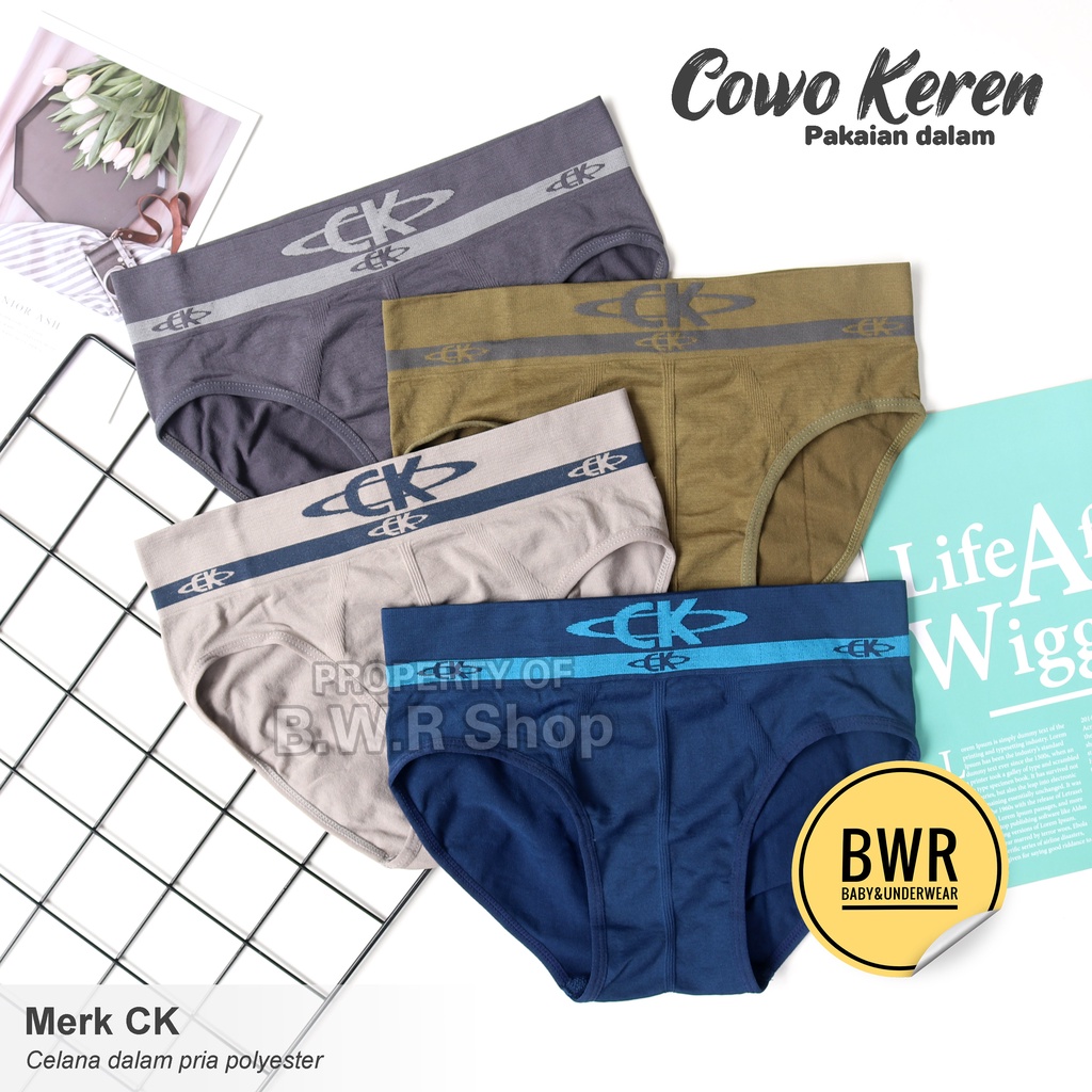 [ 3pc ] CD CK Coker Polyester / Celana Dalam Pria Pakaian Dalam Cowo Keren Karet Lembut | Bwr
