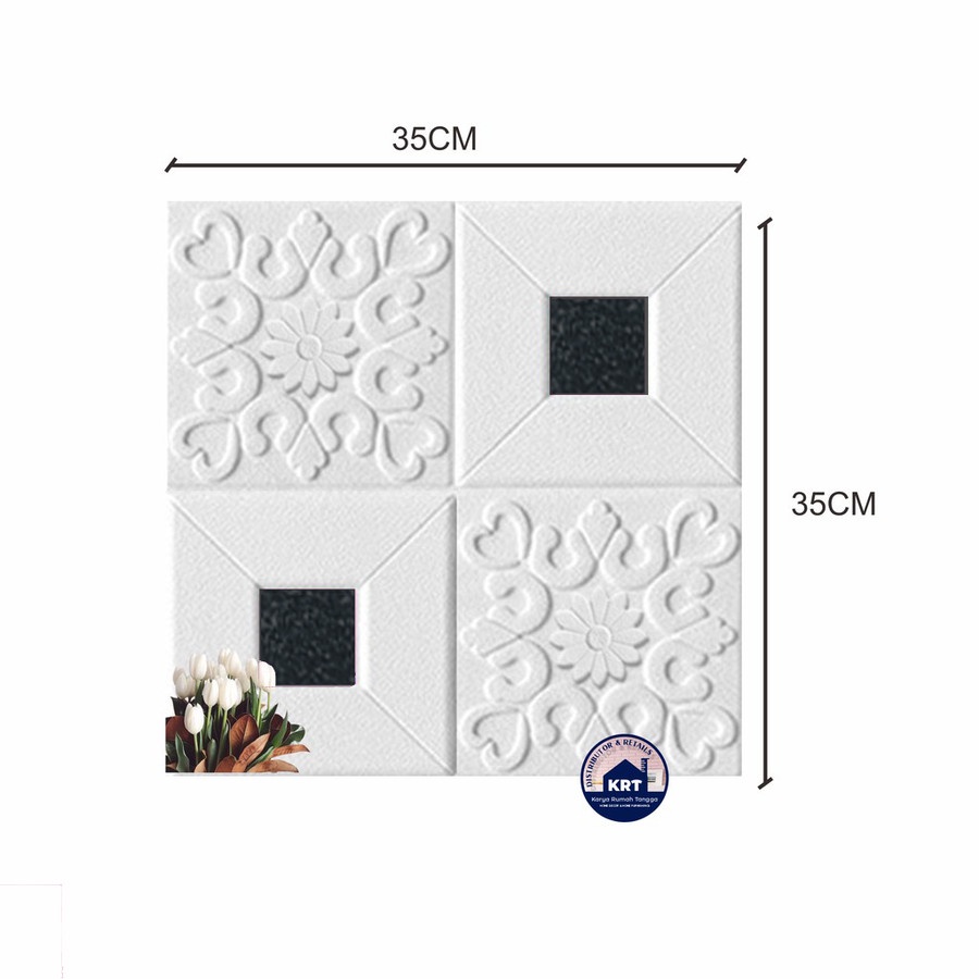 PROMO WALLPAPER FOAM 3D MOTIF BATIK KRISTAL Classic 35X35 / Wallpaper Sticker Dinding Plafon Emboss-KRISTAL HITAM