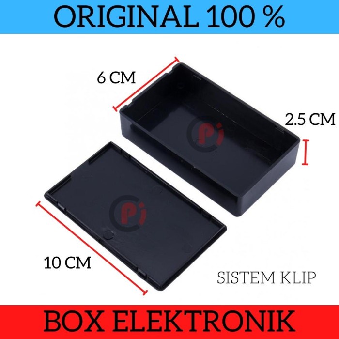 Box Plastik ABS Elektronik 100x60x25mm Kotak Case Project Warna Hitam