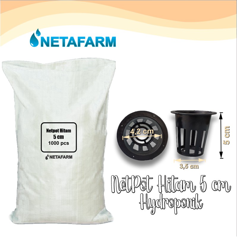 NETPOT Hidroponik 5 cm Warna Hitam - Kemasan Karung ( 1000 pcs )