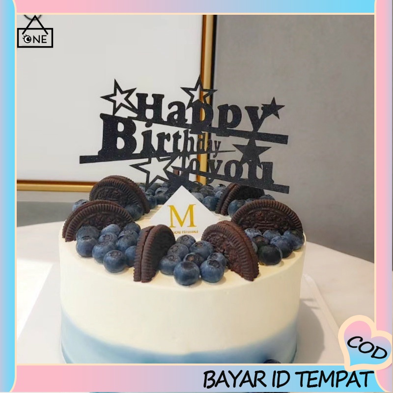 Topper Kue Desain Happy Birthday Warna Emas Bahan Akrilik Untuk Dekorasi Pesta Birthday Supply Ulang Tahun A one