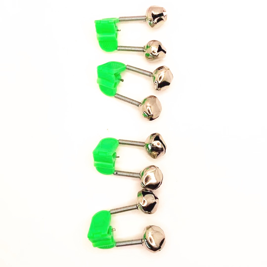 1Pcs Tip Ujung Penjepit Pancing Ikan Bite Lure Alarm Peringatan Twin Bell Cincin Klip Fishing Bite Alarms Fishing Rod Bell Rod Clamp Tip Clip Bells Ring Green ABS Fishing Accessory Outdoor Metal