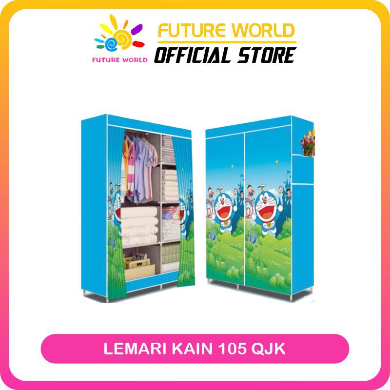 Lemari Kain Portable Serbaguna Lemari Pakaian Model 2 Tempat Resleting