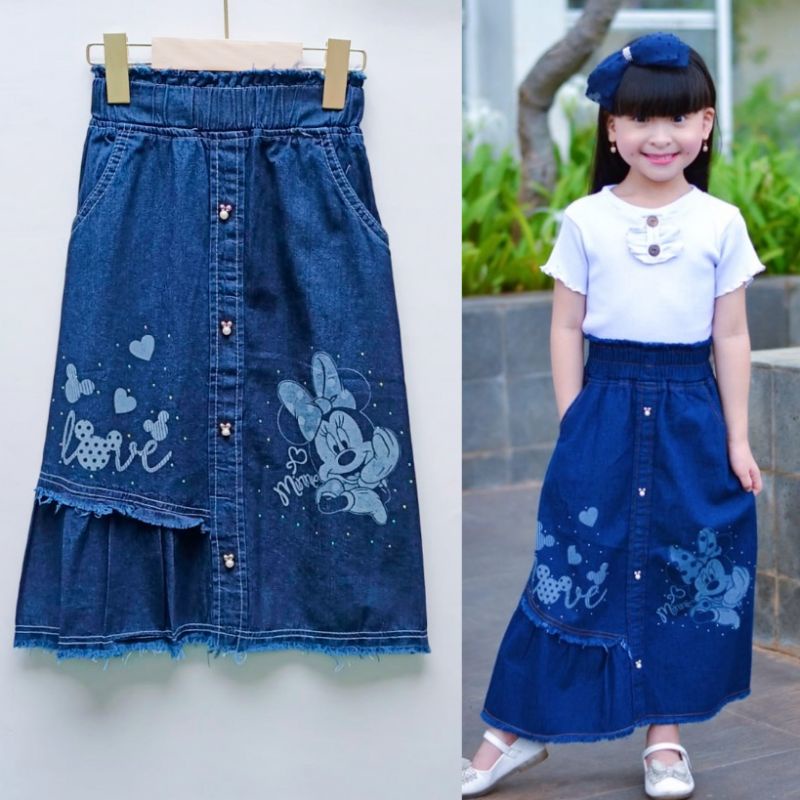 ROK JEANS PANJANG ANAK PEREMPUAN littlepony minnie mouse/ROK MUSLIM ANAK PEREMPUAN /ROK JEANS PANJANG