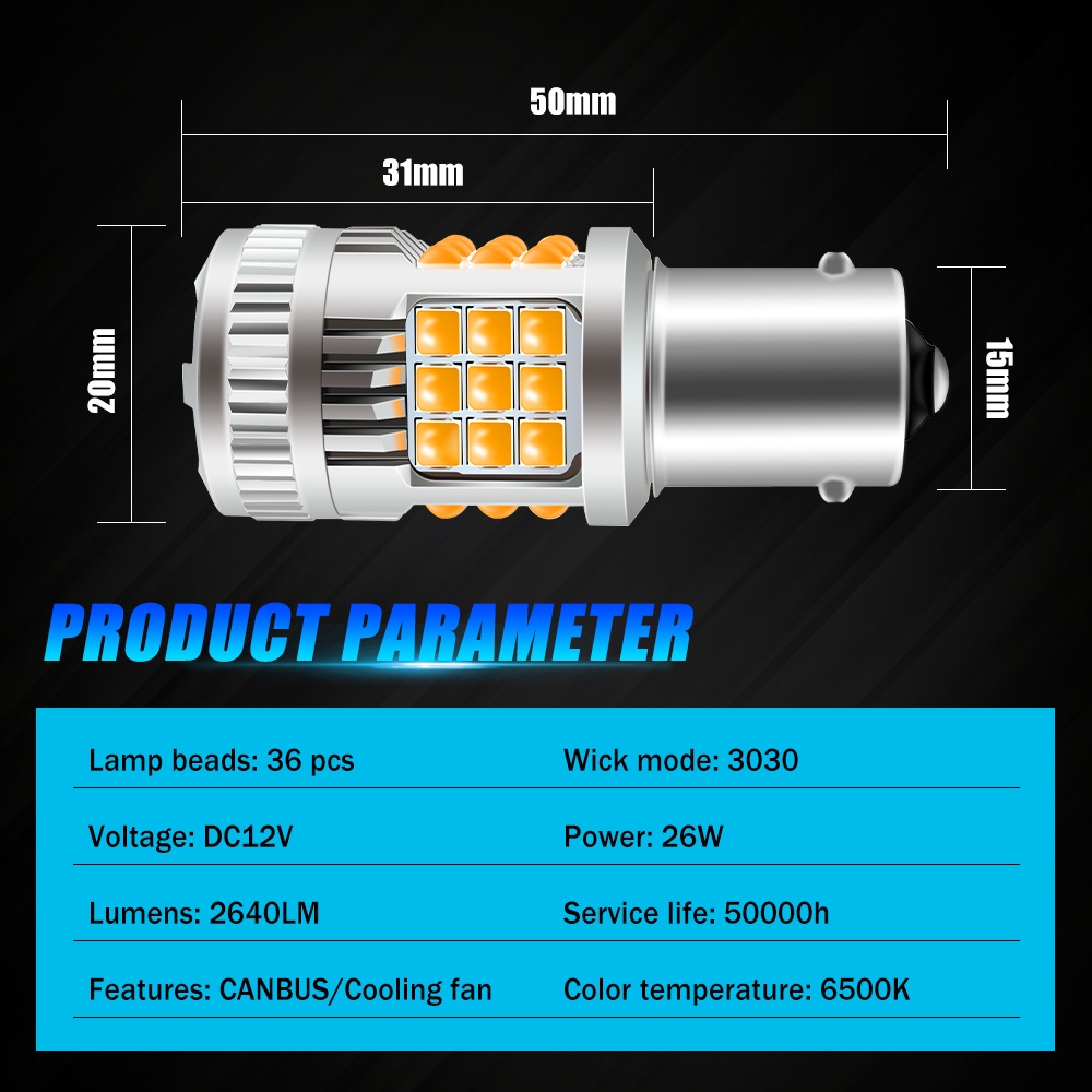 1pc Lampu led 36smd 3030 CanBus 1156 BA15S BAU15S T20 7440 T20 Untuk Seinrem Mobil