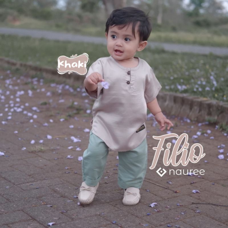 Nauree -  One Set Filio Warna Khaki Setelan Baju Anak Laki Laki