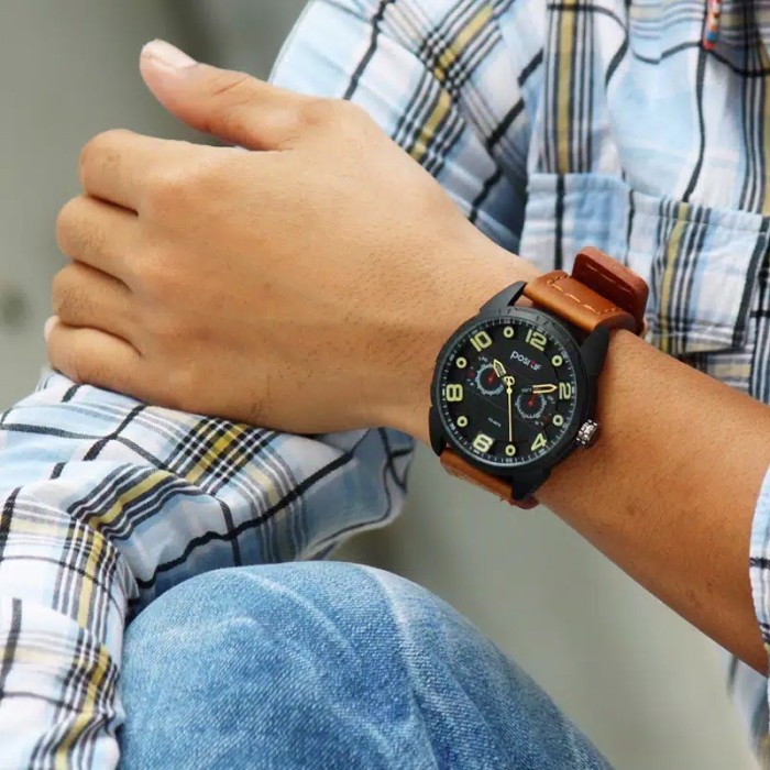 Jam Tangan Pria Murah Terbaru Watch COD Fashion Keren H0I8 Positif 9076 Jam Tangan Pria Sporty Kulit