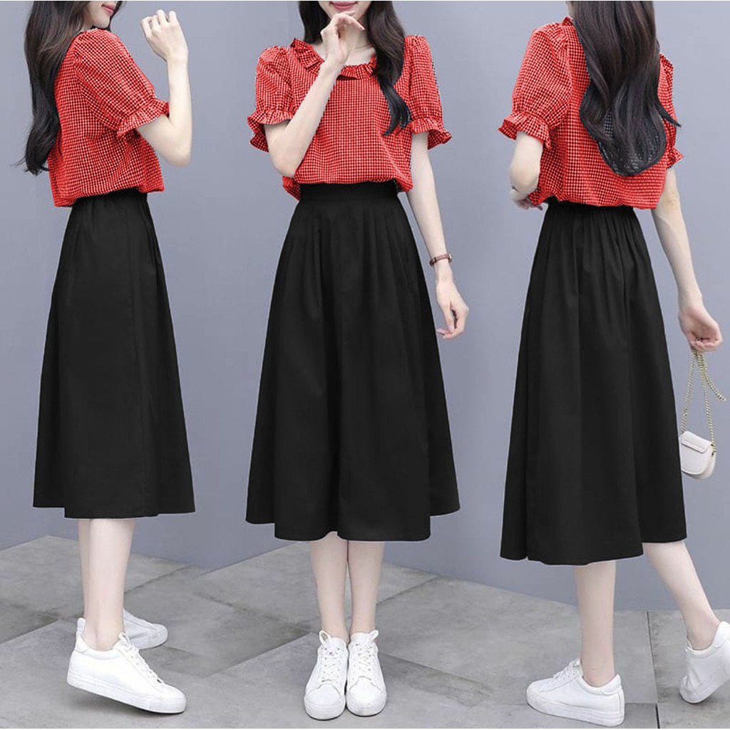 *[MCFK] Stelan Korita / Setelan Square Basic Korea / Set Wanita / Baju Dan Rok Wanita / Pakaian Wanita Terbaru