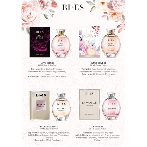 BIES BI ES EDP 100ml Viva la Dolce / Vanille / Love Elixir / Secret Gabegie / I Just Love It / Tres 