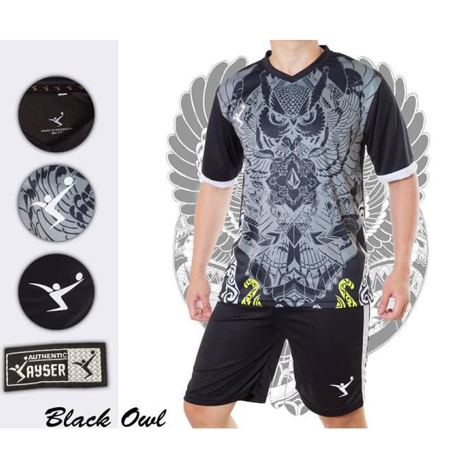 BLACK OWL baju kaos stelan setelan jersey futsal sepak bola kayser