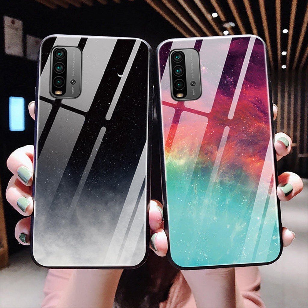Premium softcase glass motif aurora for xiaomi redmi 9t/ redmi 9/ redmi 9c/ redmi note 9/ note 9 pro