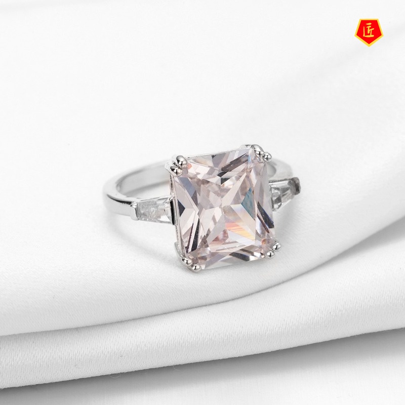 [Ready Stock]Exaggerated Square Diamond Ring Simple Fashion