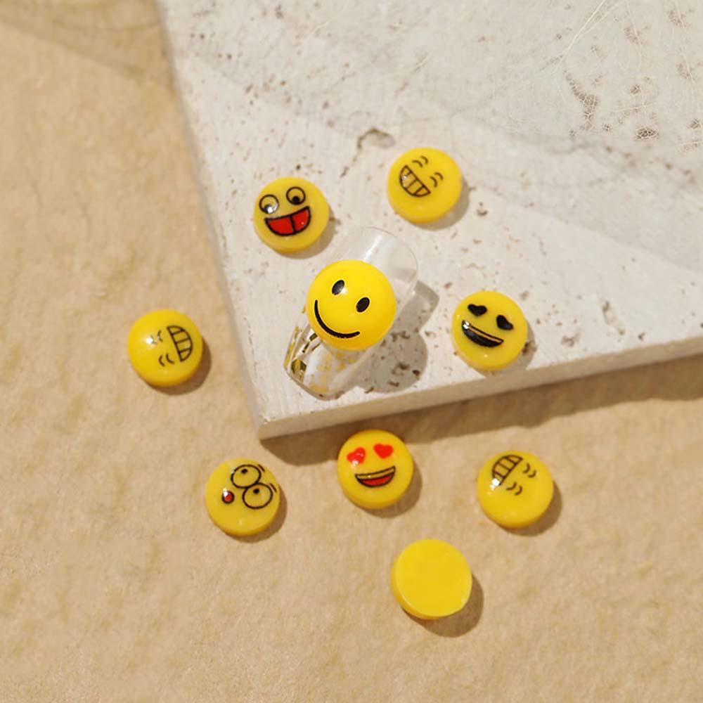 Agustina Perhiasan Kuku Smiley Face Kartun Pesona Lucu DIY Desain Nail Art