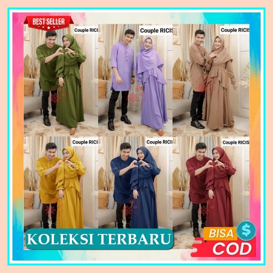 Set Baju Couple Pria Wanita Gamis Kemeja Koko Suami Istri Pasangan Muslim Modis Terbaru 2022 Cp Reli