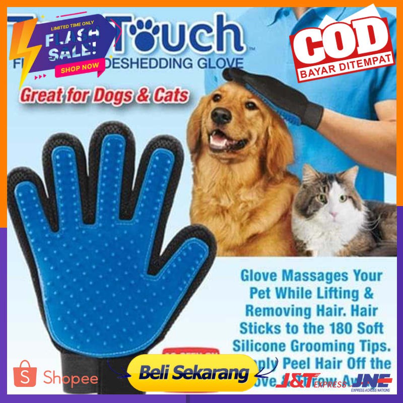 True Touch - Sarung Tangan Pemijat Perapi Bulu Hewan Anjing Kucing