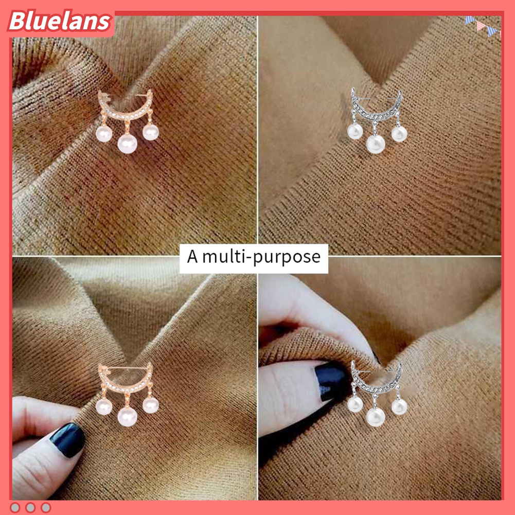 Bluelans 2Pcs Bros Pin Bentuk Setengah Lingkaran Aksen Mutiara Imitasi Untuk Pakaian
