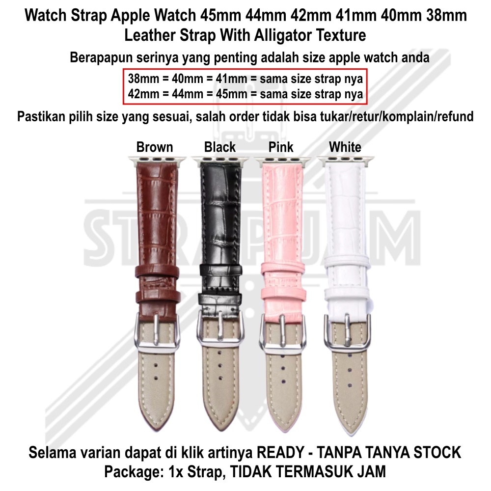 Tali Jam Kulit Leather Alligator Pattern Strap For Apple Watch 45mm 44mm 42mm 41mm 40mm 38mm