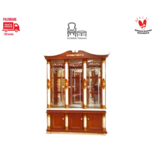 Lemari Kristal/ Lemari Kaca 4 pintu/ Lemari Pajangan / Lemari Hias