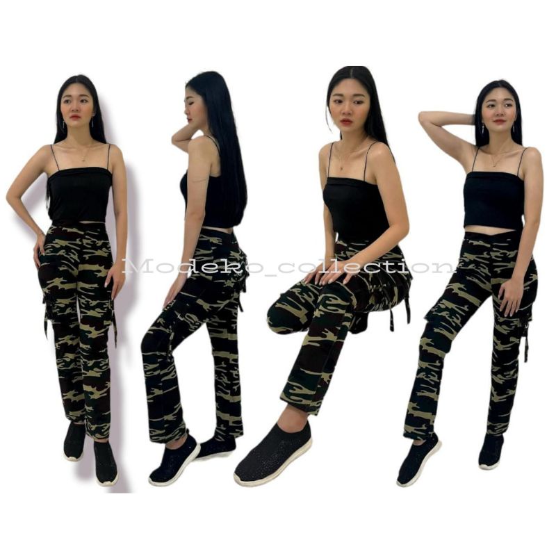 Celana Senam Loreng Kargo/Celana Senam PDL wanita/Celana Senam Sport