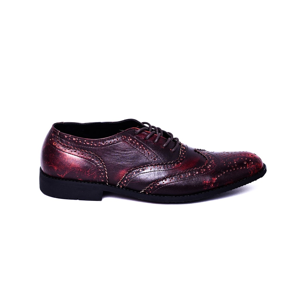 HALSTEN MAROON |FORIND x Greata| Sepatu Kulit Asli Formal Vintage Klasik Pria/Men Longwing Footwear