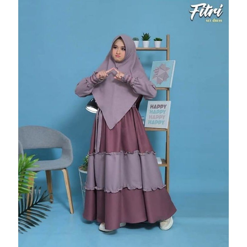 FITRI SET SYARI 07-Syari Terbaru-Gamis Syari-Gamis Plus Hijab-Baju Syari -Syari Remaja-Gamis Dewasa