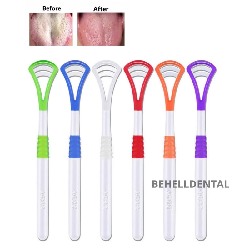 BEHELLDENTAL - TONGUE CLEANER ORIGINAL ONE 1 - Pembersih Sikat Cleaning Clean Cleaner Lidah Asli - Sikat Brush Lidah Mirip Qoral - scraper food grade Alat Kerok Bagus Untuk Pengguna Ortho Dental Behel