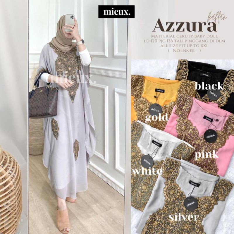RHS ~ azzura kaftan gamis kaftan premium bahan ceruty babydoll ori solo by mieux hijab