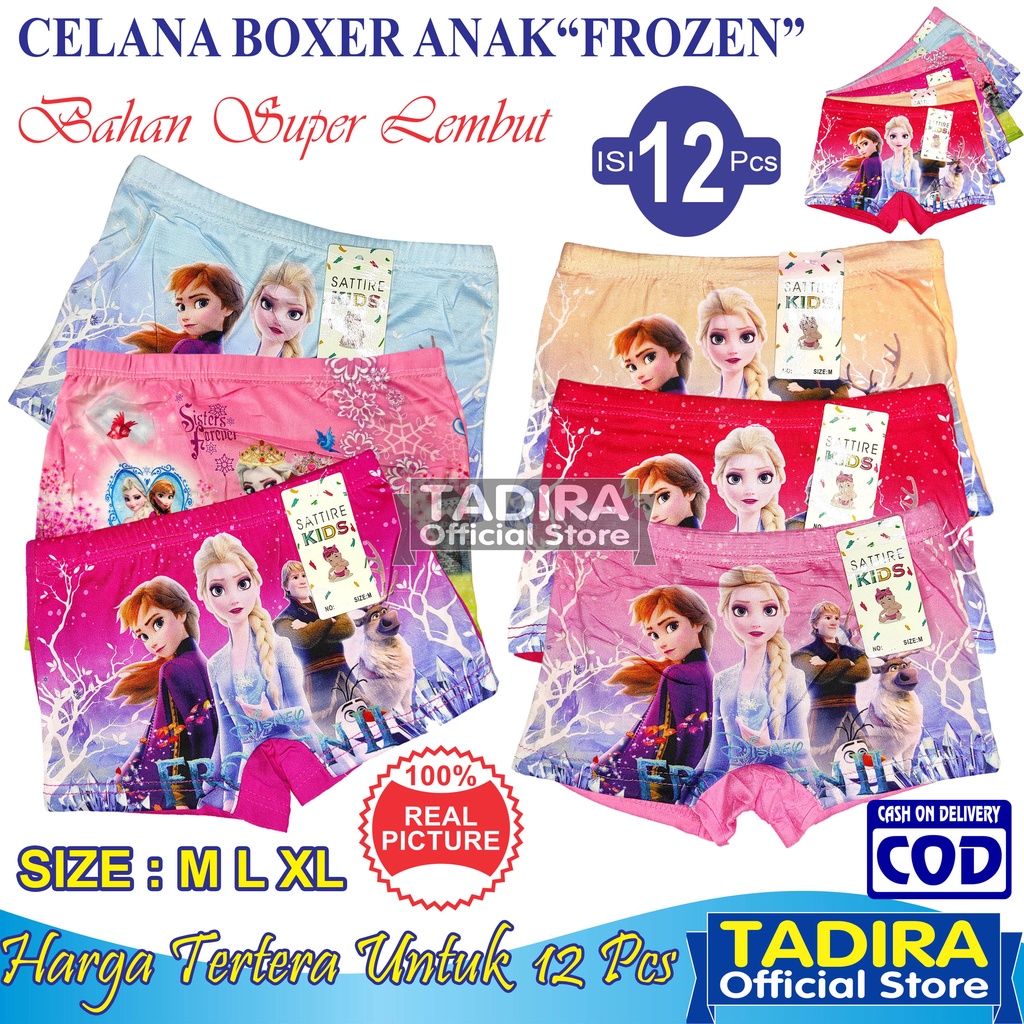 12 Pcs Celana Boxer Anak Perempuan Gambar Kartun Celana Dalam Anak Cewek Karakter Bahan Super Soft TADIRA