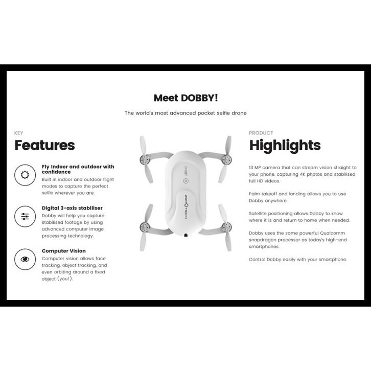 Zerotech Dobby Drone Selfie Camera 4K