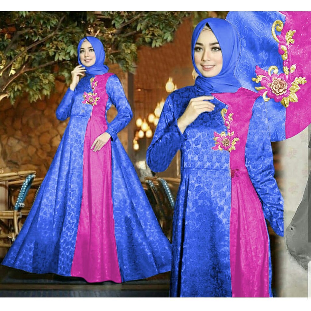 ZF Maxi Dress Tessa 140 Jaguar renda bunga di bahu LD 110 Panjang 140cm ELCL JMT