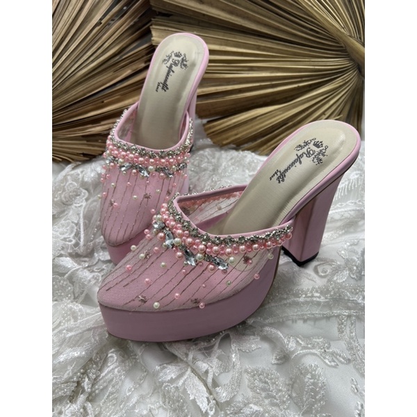 sepatu wedding wanita syantika pink tinggi 12cm tahu