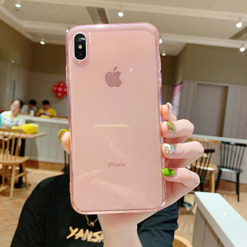 Warna transparan TPU soft case iPhone 11 Pro Max XS XR SE2 i6 7 8Plus Kasus Sederhana Case