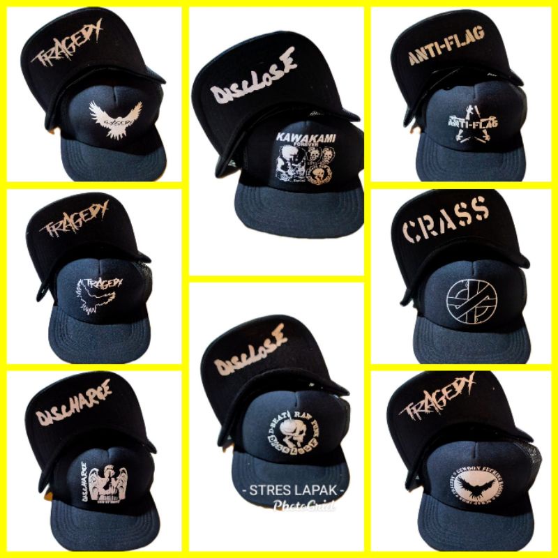 TERLARIS TOPI BAND PUNK #2 trucker punk (belakang jaring-jaring) black flag misfits motorhead bad re