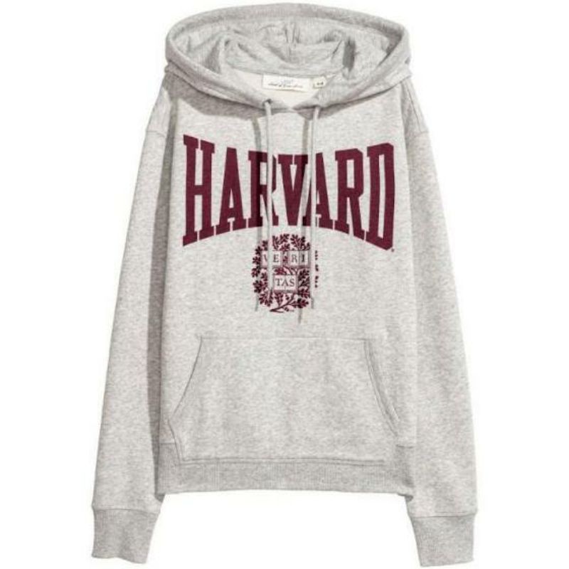 HOODIE HARVARD GREY FONT WHITE 100% ORIGINAL